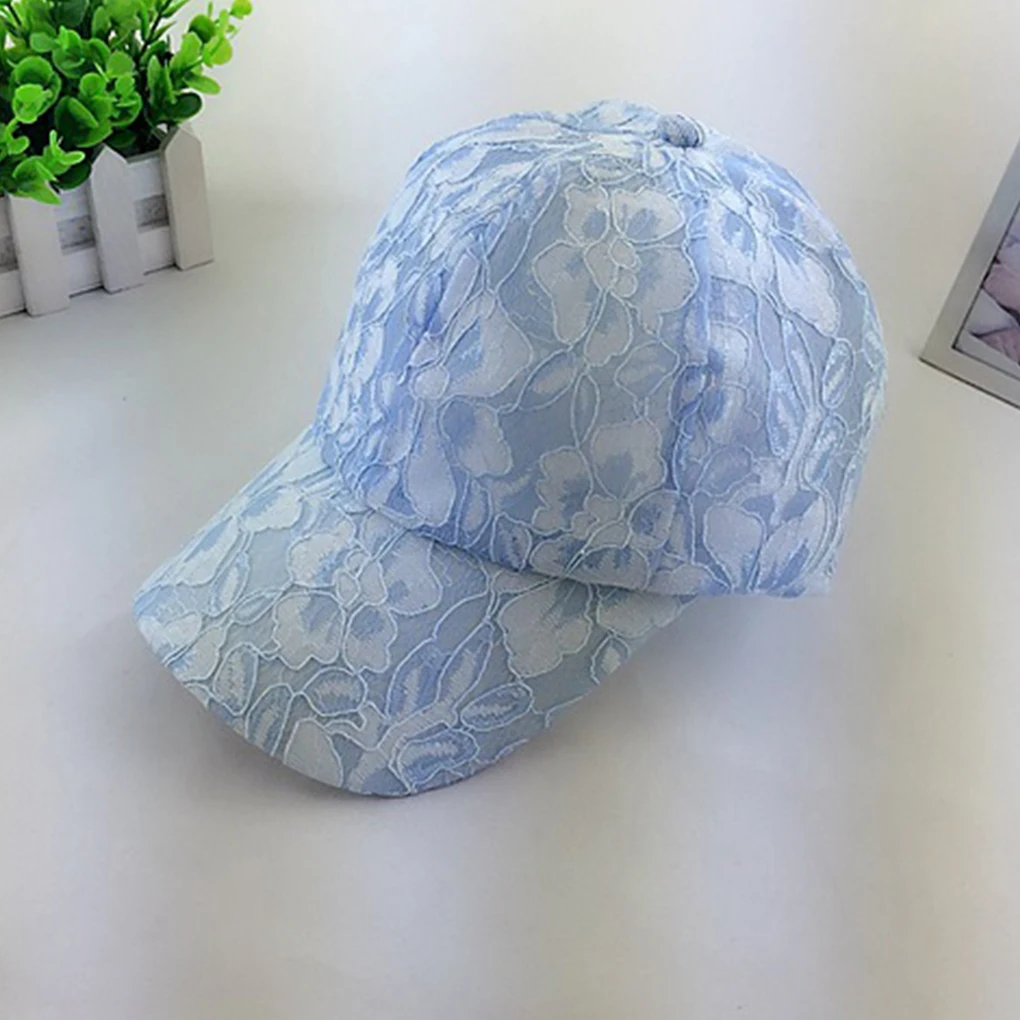 

2019 Lace Pattern Girl Pure Color Breathable Mesh Baseball Hip Hop Cap Adjustable Summer Female Hat For Women