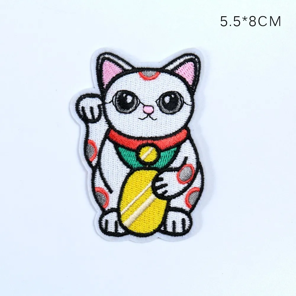 1 шт с маленькими животными Lucky Cat серии нашивки милые маленькой собачки стильные китайские иероглифы Вышивка Аппликации, Бейджи для детей наклейки - Цвет: 3