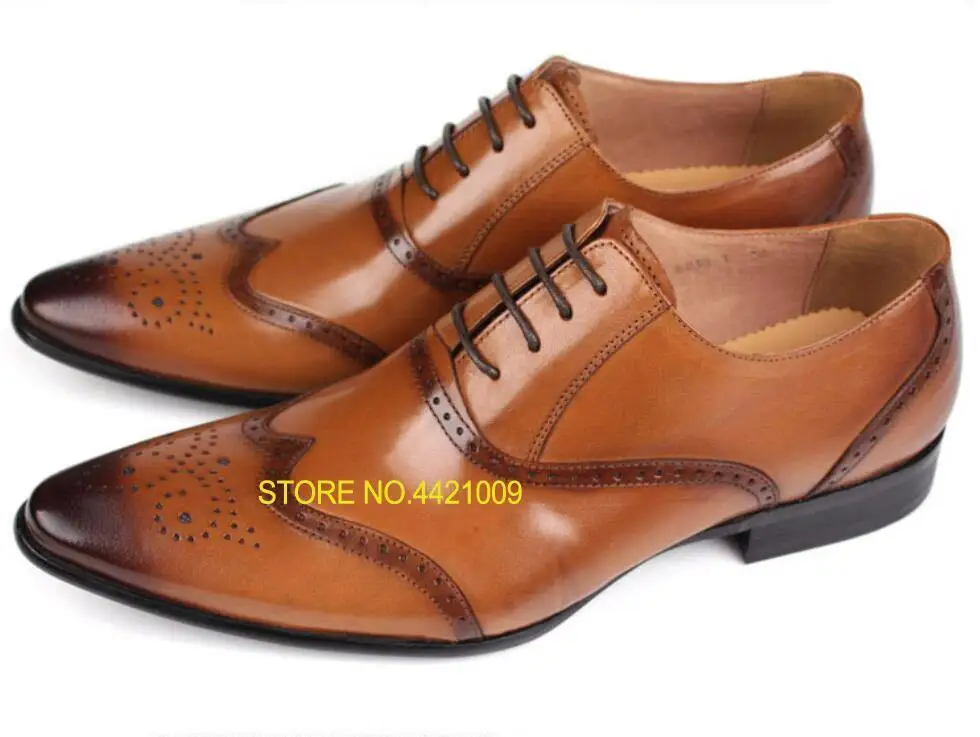 

Men Genuine Leather Oxfords Carved Italian Leather Shoes Spring Autumn Wedding Party Tuxedo Formal Oxfords Shoes Size44