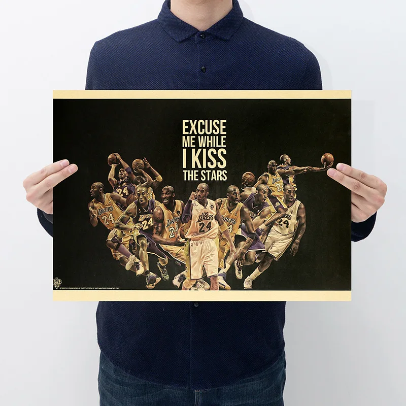 

KOBE NBA Basketball Vintage retro kraft paper poster children's room posters 51*35CM