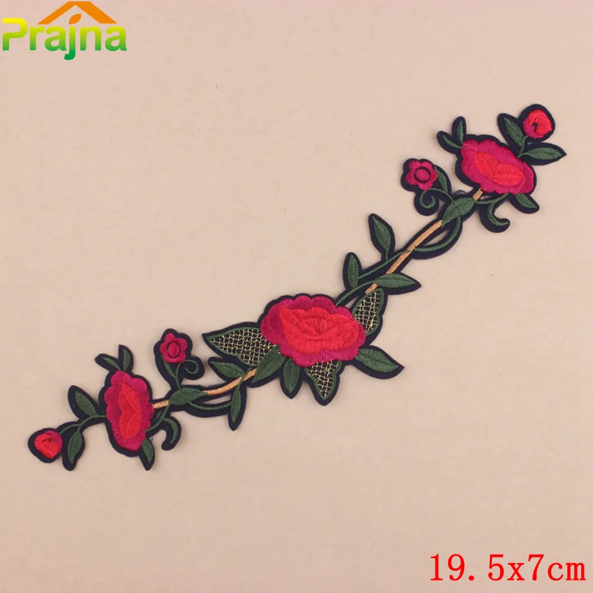 Zotoone Grande Applique Broderie Fleur Patch Rouge Rose