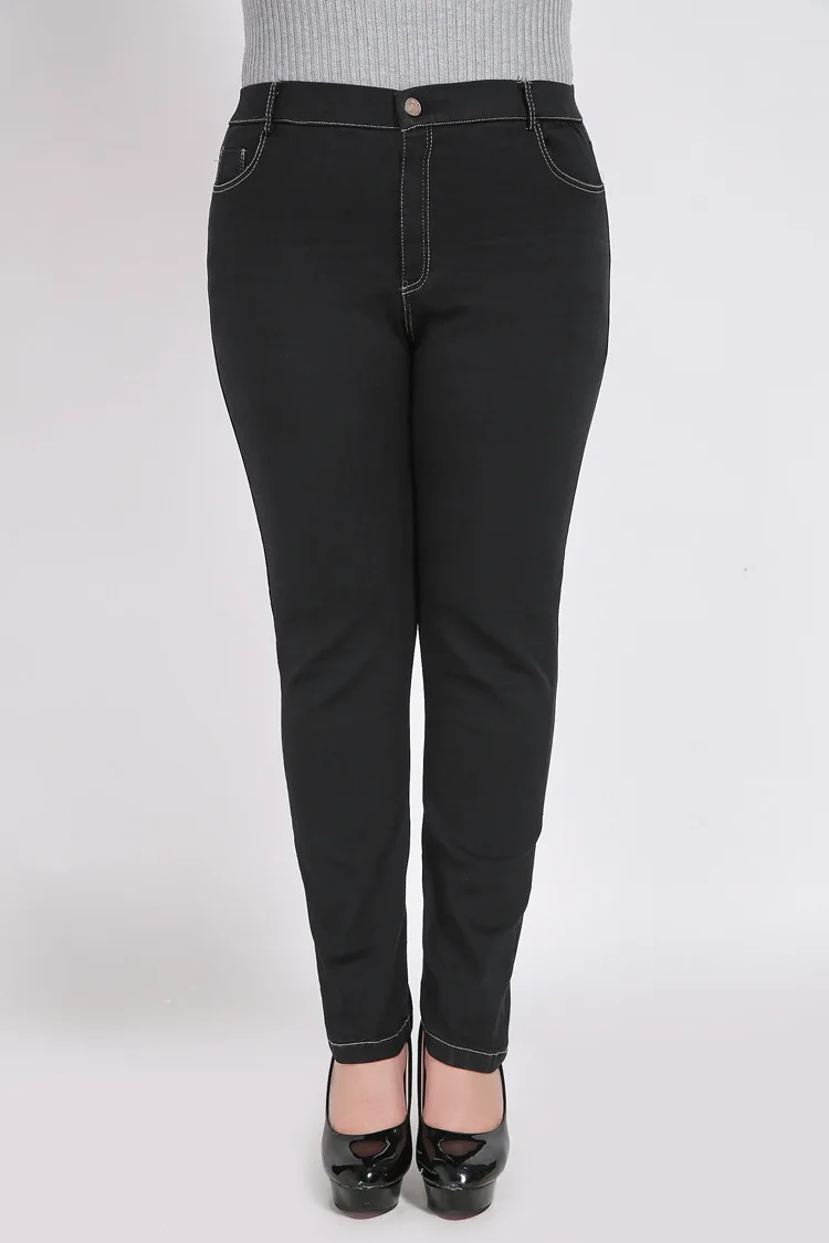 Большие размеры 9XL 8XL 7XL 6XL женская одежда весенние джинсы штаны с высокой талией Стрейчевые штаны черные синие женские брюки YHFS
