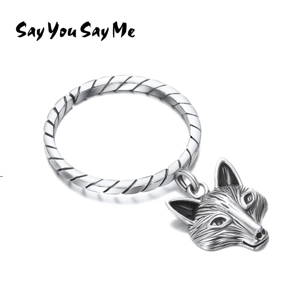 

Say You Say Me 925 Sterling Silver Wolf Rings Wholesale Wedding&Engagement Retro Cool Rope Rings 2018 New Arrival Best Gifts