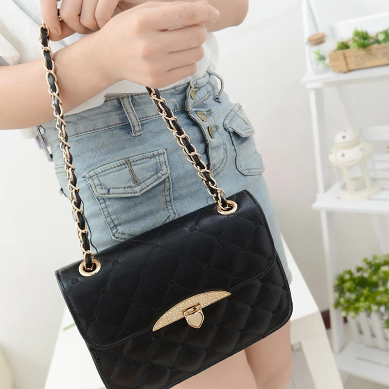 Из искусственной кожи Для женщин сумка плед Дамы Crossbody цепи Мода Карамельный цвет