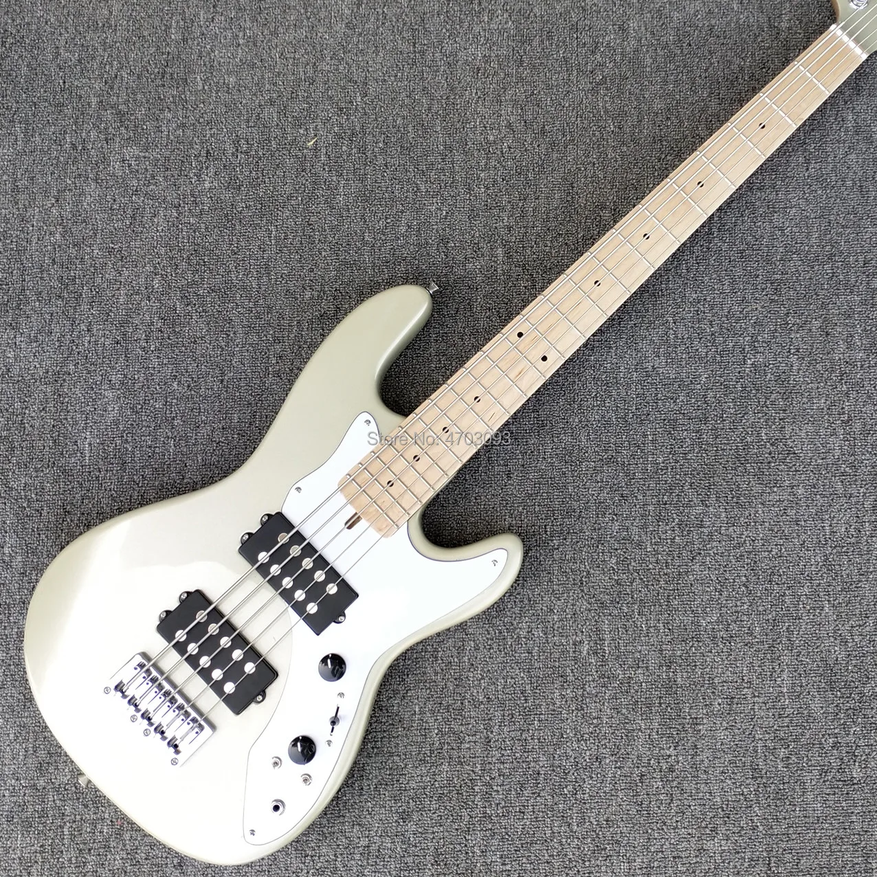

2019 New Arrival 5 Strings Fend Bass Guitar,Metal Sliver Color,Maple Fretboard,White Guardplate,Free Shipping