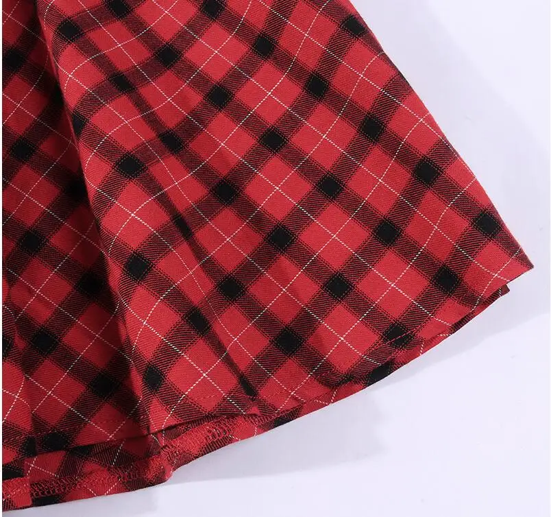 Готический красный плед молния Женская юбка в складки линия ремни для бандажа держать Повседневная мини-юбка консервативный стиль наряд уличная