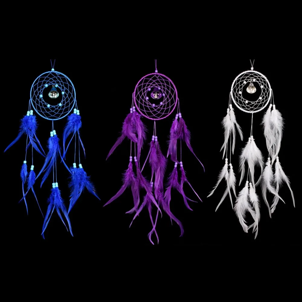

White/Blue/Purple Feather Dream Catcher With Bead for Home Wall Hanging Ornaments Handmade Dreamcatcher Mascot Gifts