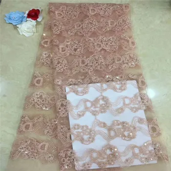 

African Sequins Lace Fabric 2019 Embroidered Nigerian Laces Fabrics High Quality French Tulle Lace Fabric For Women xc65-1428