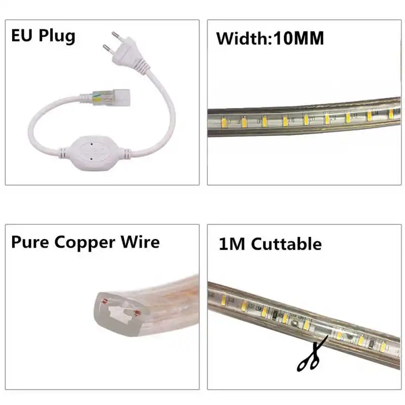 5 м, 10 м, 15 м, 20 м, 25 м, 30 м, СВЕТОДИОДНАЯ лента SMD 3014, 220 В, водонепроницаемый гибкий светодиодный светильник, лента 220 В, кухонная уличная садовая лампа с европейской вилкой