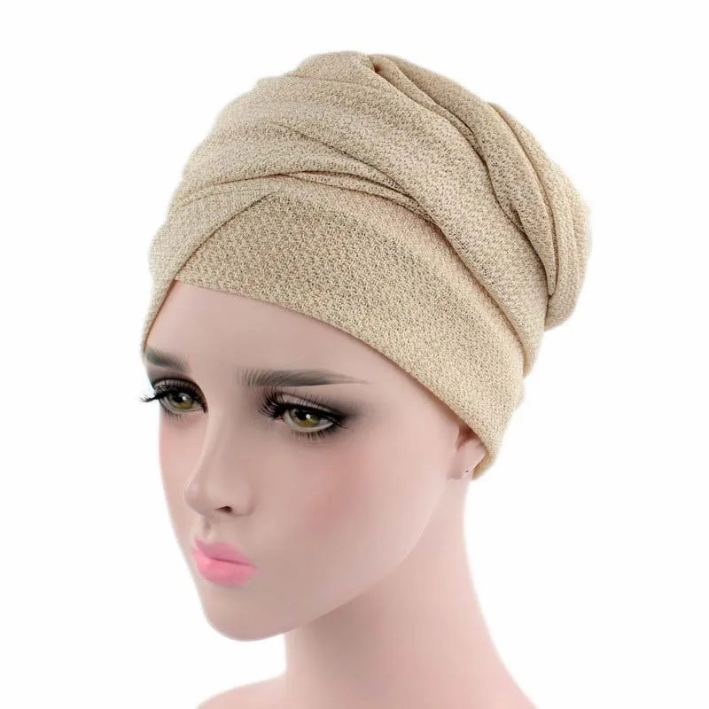 

2017 new fashion Luxury flash women Turban Headband extra Long Turban Head Wraps Hijab Head Scarf Turbante