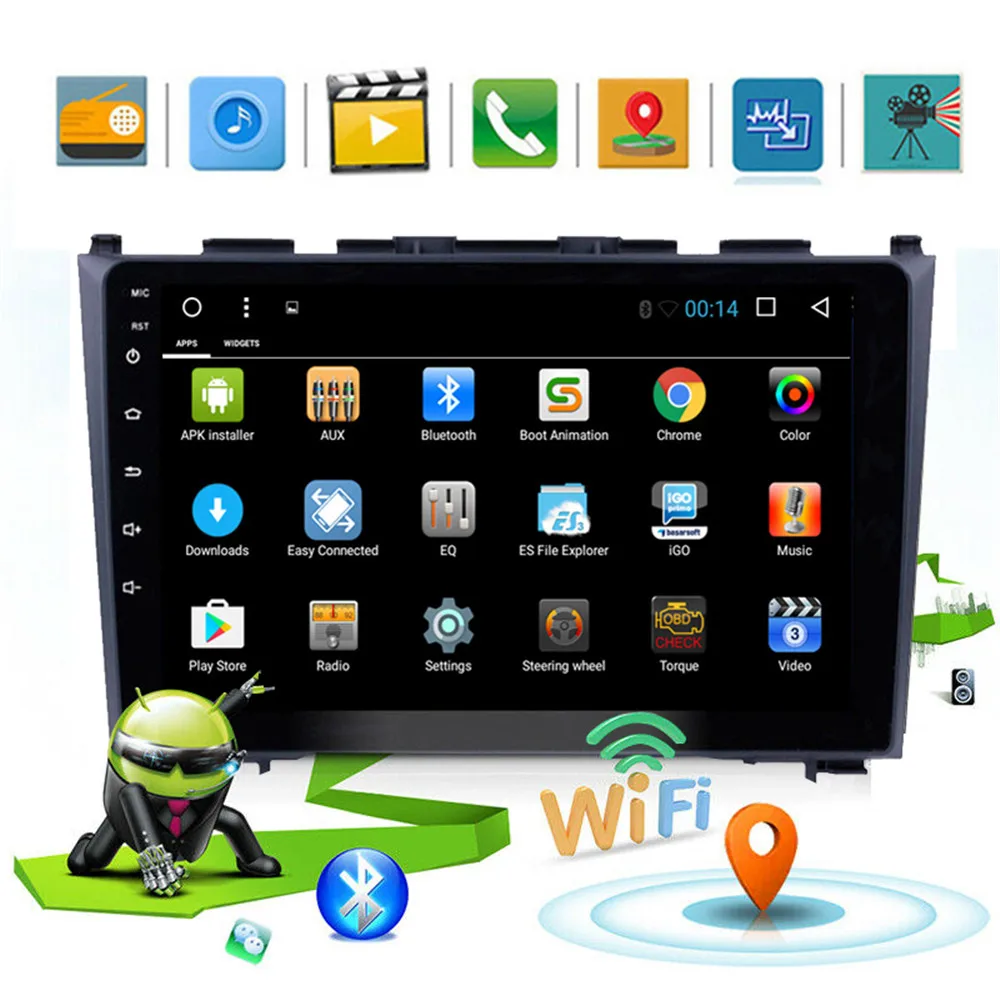 

2Din Android 8.1 Car Radio Multimedia Player 9" 1024*600 Car No DVD Player GPS Navigation WIFI BT SWC For Honda CRV 2006-2011