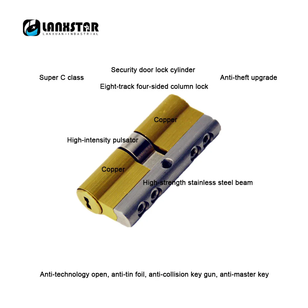 LANXSTAR Противоугонный дверной замок супер C класса Core 110 мм латунь 304 нержавеющая