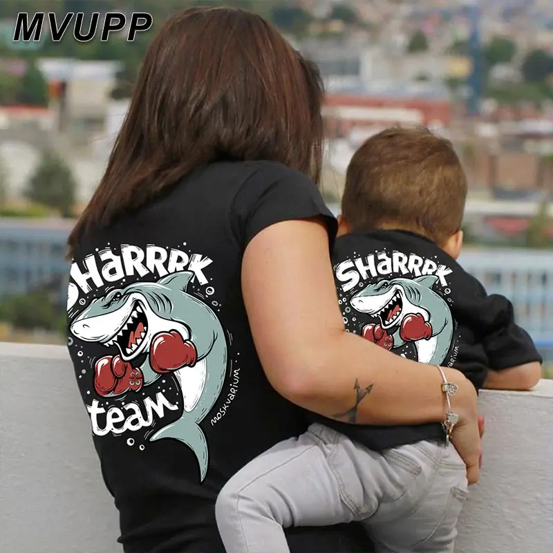 

Baby clothes Animal Print Casual Family Matching Outfits look tee shirt lady short sleeves white cotton tops mommy and me