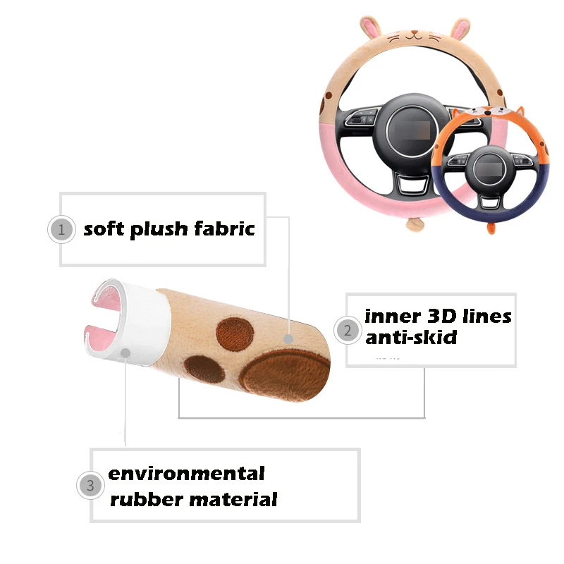 1 PC Plush Rabbit Car Steering Wheel Covers Autumn Winter Plush 38cm New Warm Steering Covers Cases Car Accessories 1 PC Plush Rabbit Car Steering Wheel Covers Autumn Winter Plush 38cm New Warm Steering Covers Cases Car Accessories
