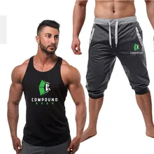 Для мужчин Бриджи спортивные повседневное узкие шаровары мягкие модные бренд треники+ жилет Лето Комфорт короткий ко