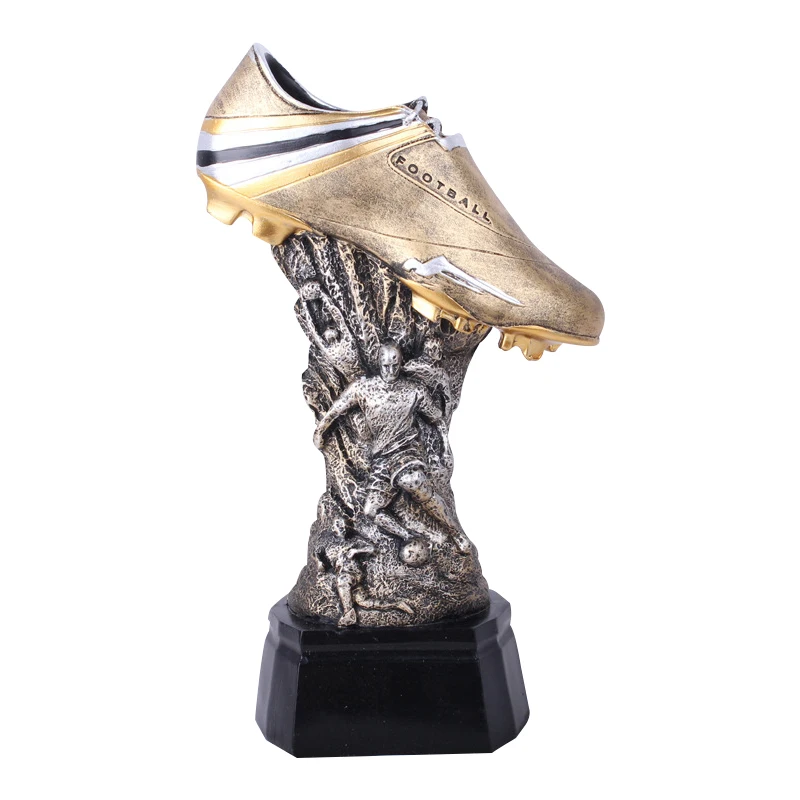 

Resin Sports Crafts Figurine European Cup Soccer Shoes Resin Ornament Statue Football Shoes Trophy Model Desktop Artwork