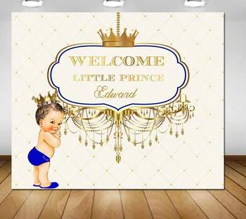 

custom Royal Blue And Gold Prince Themed Crown Tiara background High quality Computer print party backdrop