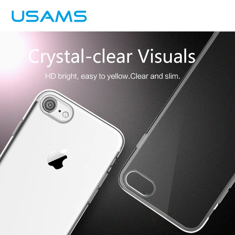 USAMS Luxury ТПУ Case Для iPhone 7 Plus 0.8 мм Ультра Тонкий Cover for Крышка с Dust Разъем Дизайн 4.7
