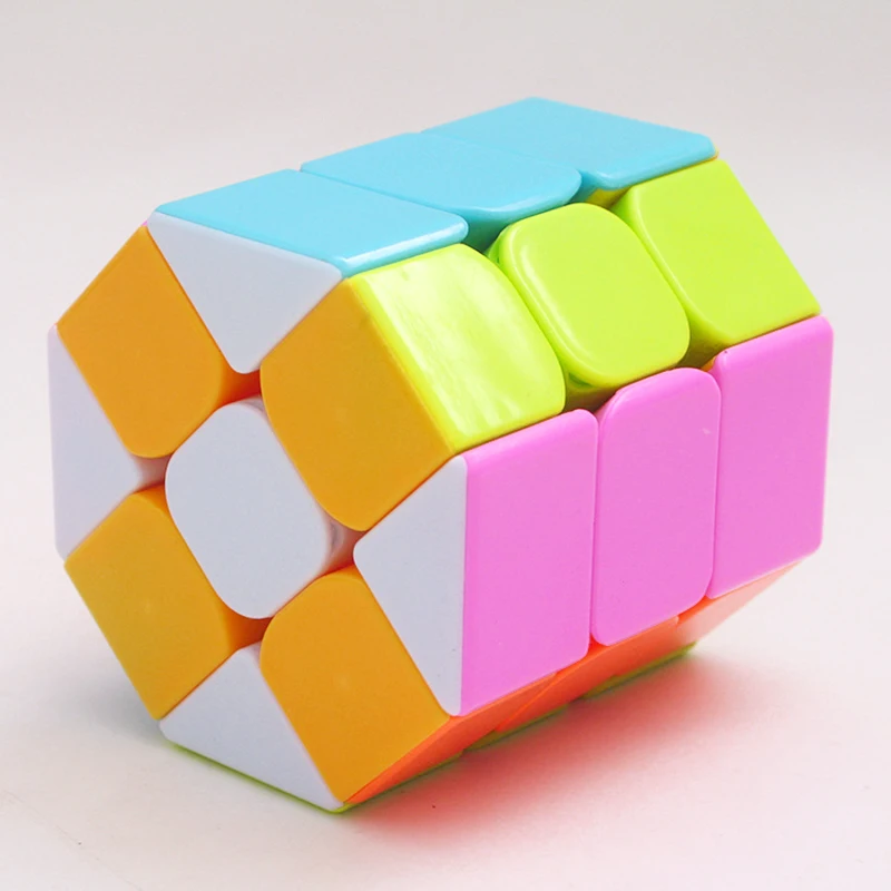 QIYI восьмиугольник в форме цилиндра или Куба Stickerless Cube Скорость Твист Головоломка Развивающие игрушки Cubo Magico игрушки для детей - Цвет: multicolor