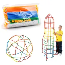 100 200pcs Assembled Building Blocks Toy Children Educational Colorful Plastic Straw Fight Inserted Blocks Christmas Gift