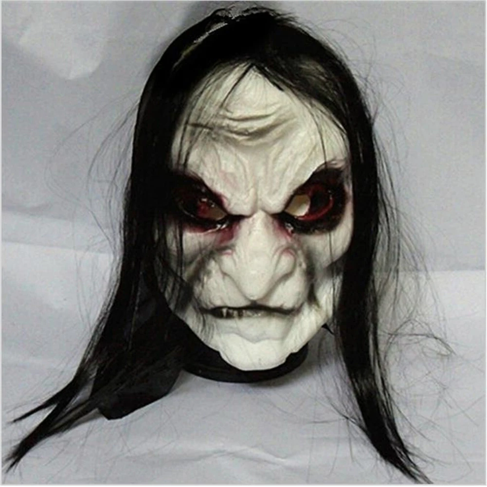 Хэллоуин Зомби Маска призрак Фестиваль ужасов страшная маска на Хеллоуин длинные волосы призрак страшная маска косплей реквизит страшные вечерние принадлежности