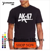 Boutique Men Tops Tees Summer Fashion New AK47 Printed T Shirt Short Sleeve Men AK 47 Rifle Gun Personalized T Shirts 3XL