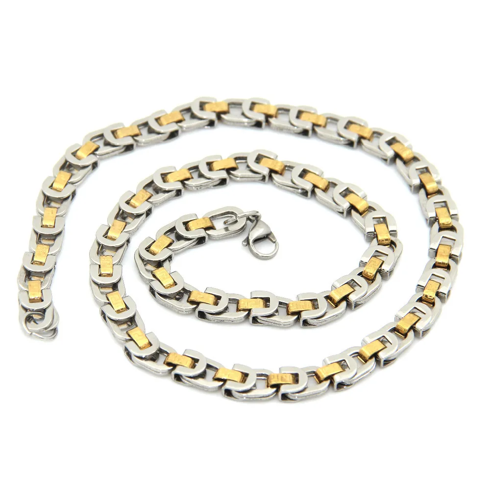 2015 New Stainless steel Gold Plated Necklace Trendy 2 Colors 8 MM Wide Snake Chain Necklace Men Jewelry