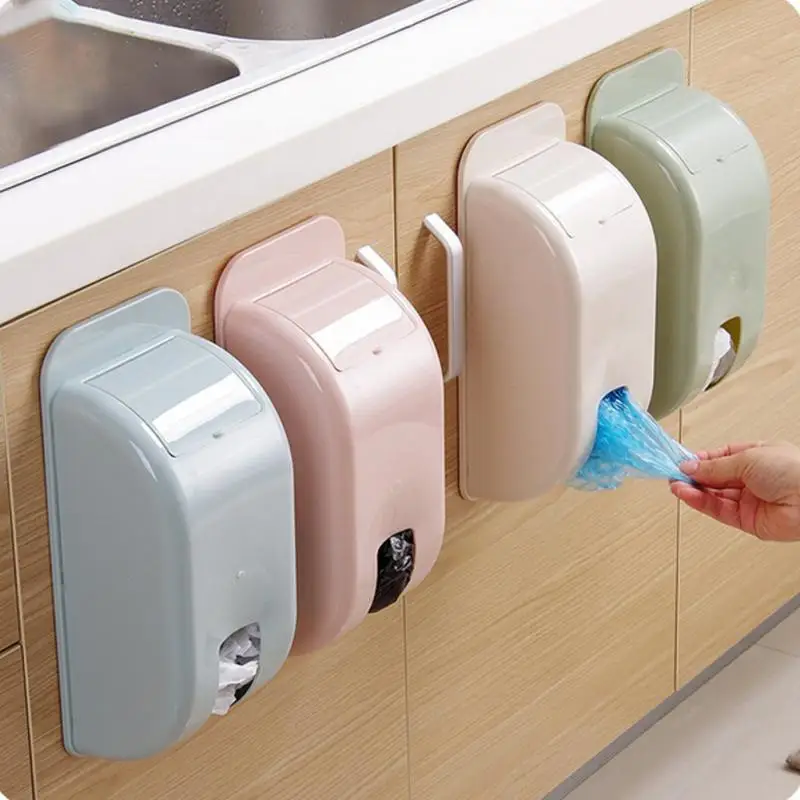 

4 Color Garbage Trash Bags Dispenser Wall mounted Plastic Bag Storage Box Storage Rack Container Kitchen Bathroom Organizer
