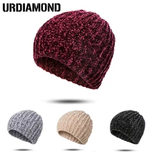 URDIAMOND, зимняя шапка, женская, мужская, модная, Вязанная, повседневная, одноцветная, Классическая, шерстяная шапочка, мягкая, теплая, унисекс, шапки