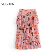 N новые женские, с цветочным узором асимметричное платье с воланами миди-юбка из шифона 2 цвета