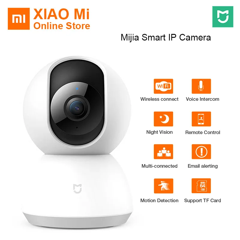 Домашняя панорамная Wi Fi камера Xiaomi с углом обзора 360 ° умная ночного видения веб