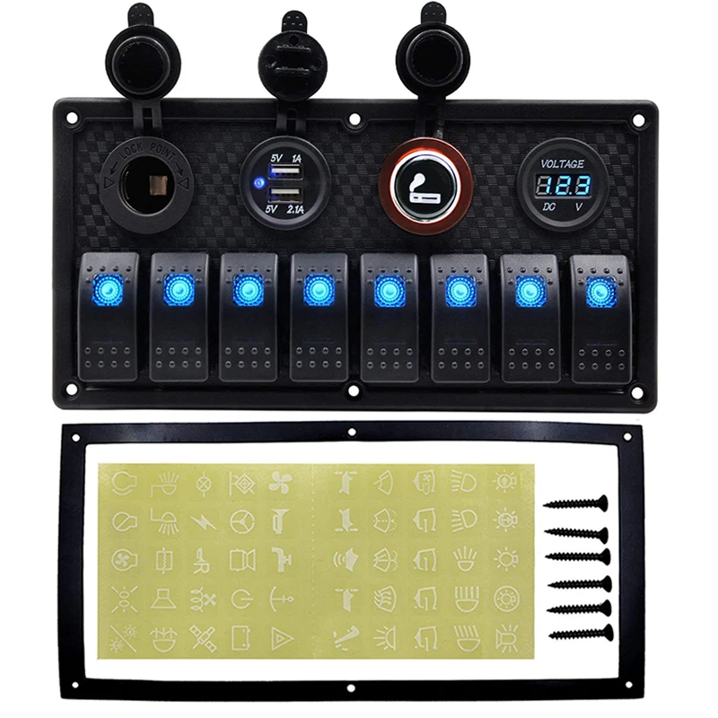 4/8 банда тумблер панель 12 В для автомобиля лодки Двойной usb порт для зарядки прикуривателя вольтметр для лодки автомобильный переключатель панель