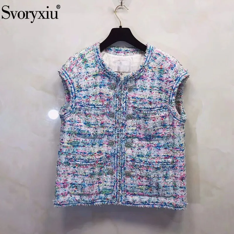 

Svoryxiu Designer High End Custom Silk Printed Lining Skirt Suit Women's Elegant Colorful Tweed Autumn Winter Clothes Set