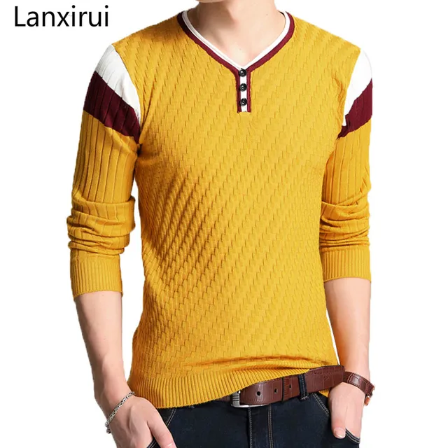 Brand Mens Slim Fit V Neck Pullover Sweater Casual Men Stripe Pullover Christmas Sweater Jumpers Kint Wear Homme Pull Chand