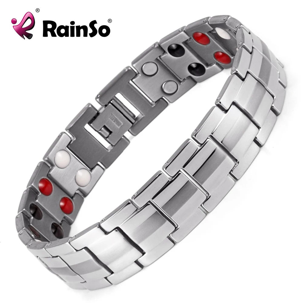 Rainso Fashion Jewelry Healing FIR Magnetic Titanium Steel Bracelet For Men Accessory 8 5 Silver OTB