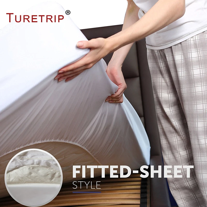 Turetrip العث القطن تيري أسلوب الغبار للماء غطاء شرشف فراش فراش حامية لل رغوة مفرش السرير غطاء