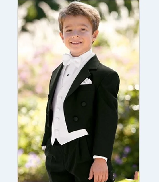 New Arrival 3 Pieces Boy Tuxedos Notch Lapel Children Suit Black Kid