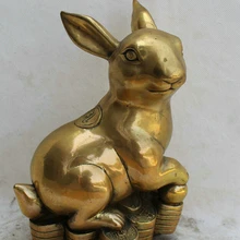 USPS в США S1938 1" Китайский Латунь Богатство Фэн-Шуй Зодиак Год Кролика Деньги скульптура Статуя