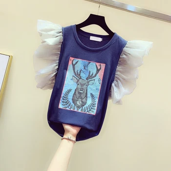 

Nancylim 2019 Summer Shirt Women New Korean Loose Lotus Leaf Sleeve T-shirt Woman Round Collar Personality Shirt T Shirts Tops