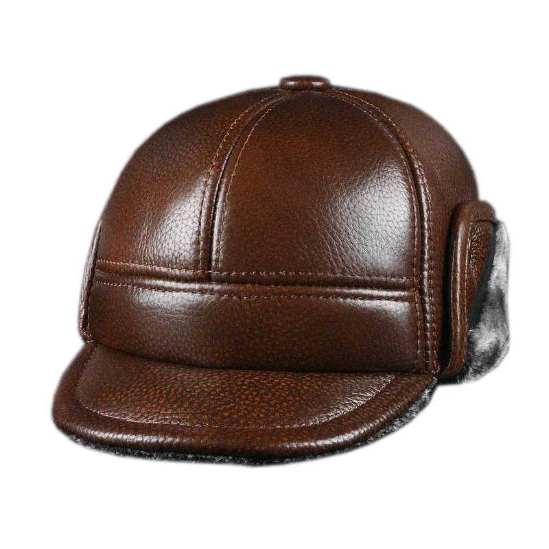 

2017 genuine leather men baseball cap hat CBD high quality men's real leather adult solid adjustable hats caps