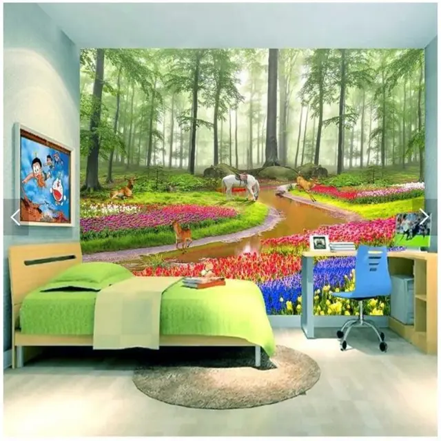 Large scale custom murals wallpapers HD dream fantasy forest flowers 3D