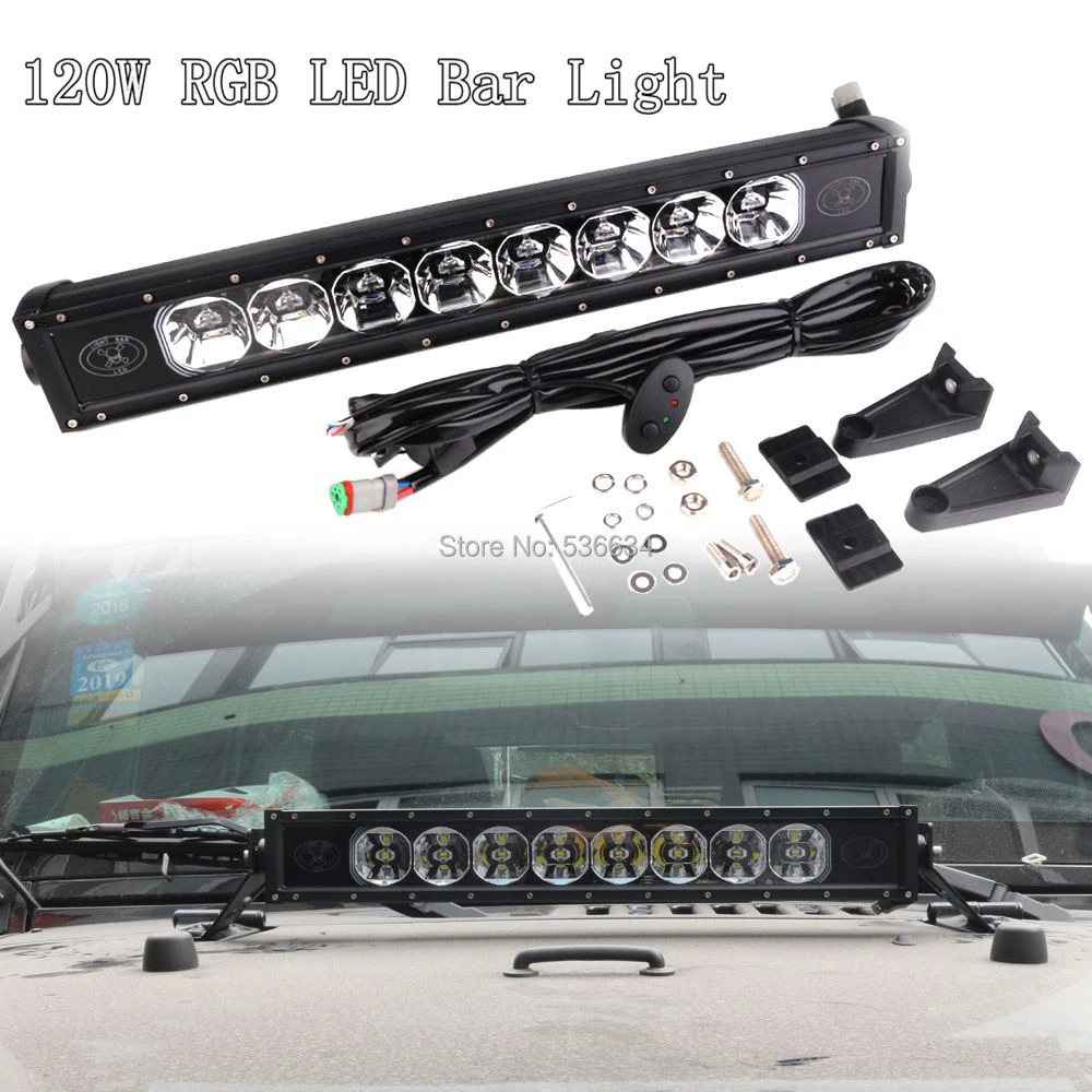 

22inch 120W LED RGB Light Bar Offroad Combo Beam for SUV, ATV, UTV, 4 x 4, Sand rails,Cars, Truck, Trailer, Forklift, Trains
