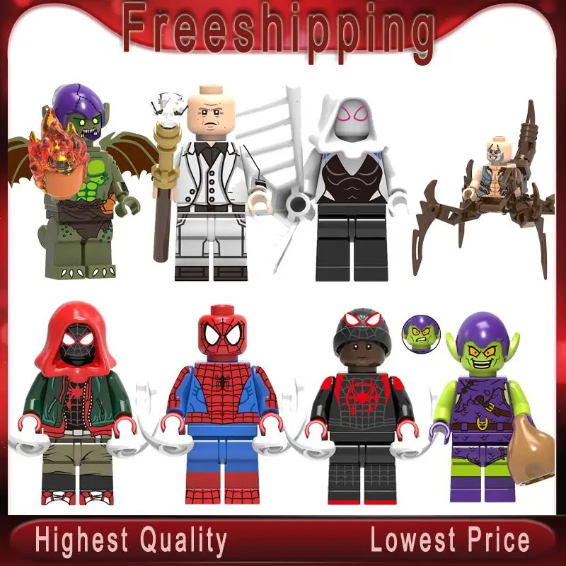 

Single Sale Legoing Building Block Super Heroes Ultimate Spider-Man Green Goblin Kingpin Spider-Gwen Figures Children Toys X0241