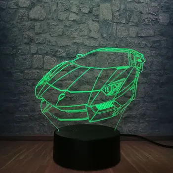 

Racing Car 3D LED Lamp Luminarias USB Multicolor Atmosphere Gradient Visual Night light Illusion Cool Boy Bedroom Decor Gifts