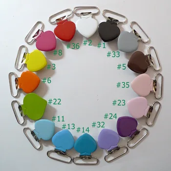 

160pcs 1'' 25mm 16 Colors Enamel Heart Shape Pacifier Clips