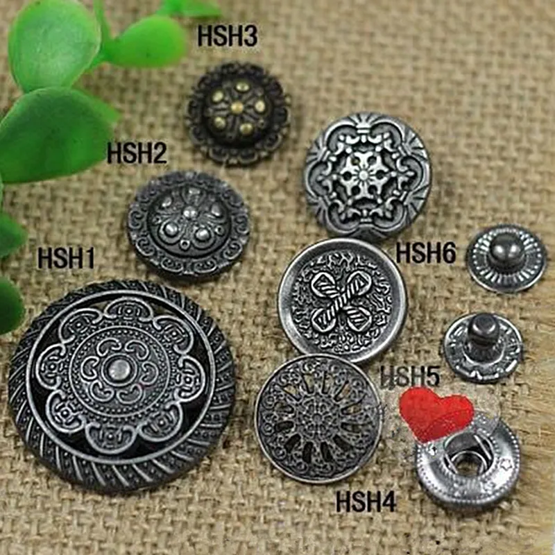

High Quality 20sets Metal Press Studs Snap Fasteners Buttons for Sewing Tools Metal Snap Button Leather Craft Clothes Bags Deco