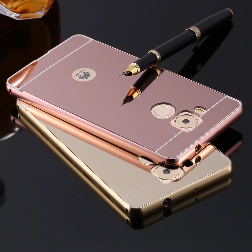 Phone Case for Huawei Ascend Mate 8 Cases Luxury Hybrid Metal Aluminum Frame Mirror Acrylic Back