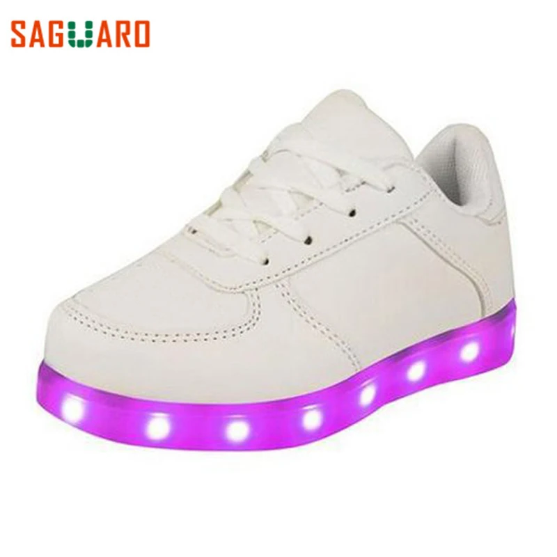 SAGUARO LED Luminous Shoes Fashion 7 Colors Boys Girls Light Up Kids Casual USB Charge Glowing Sneakers Zapatos Zapatillas | Детская