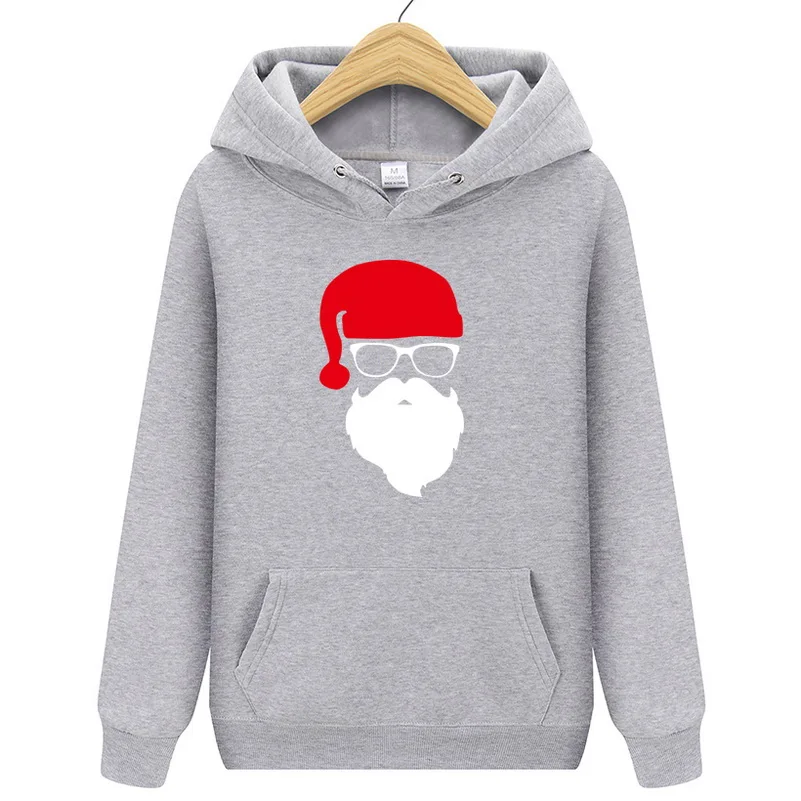 Новые толстовки мужские брендовые Дед Мороз Санта Рождественский праздничный свитер с капюшоном мужская Толстовка спортивный костюм Толстовка Повседневная спортивная одежда - Цвет: gray