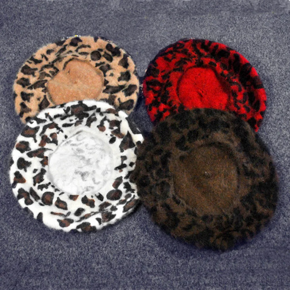 Женский французский стиль винтажный Леопардовый принт шерсть мягкий зимний теплый Берет шапочка шляпа HATBD0055